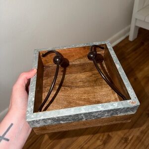 Southern Living Wood and Galvanized Metal Square Organizer - Brown & Silver